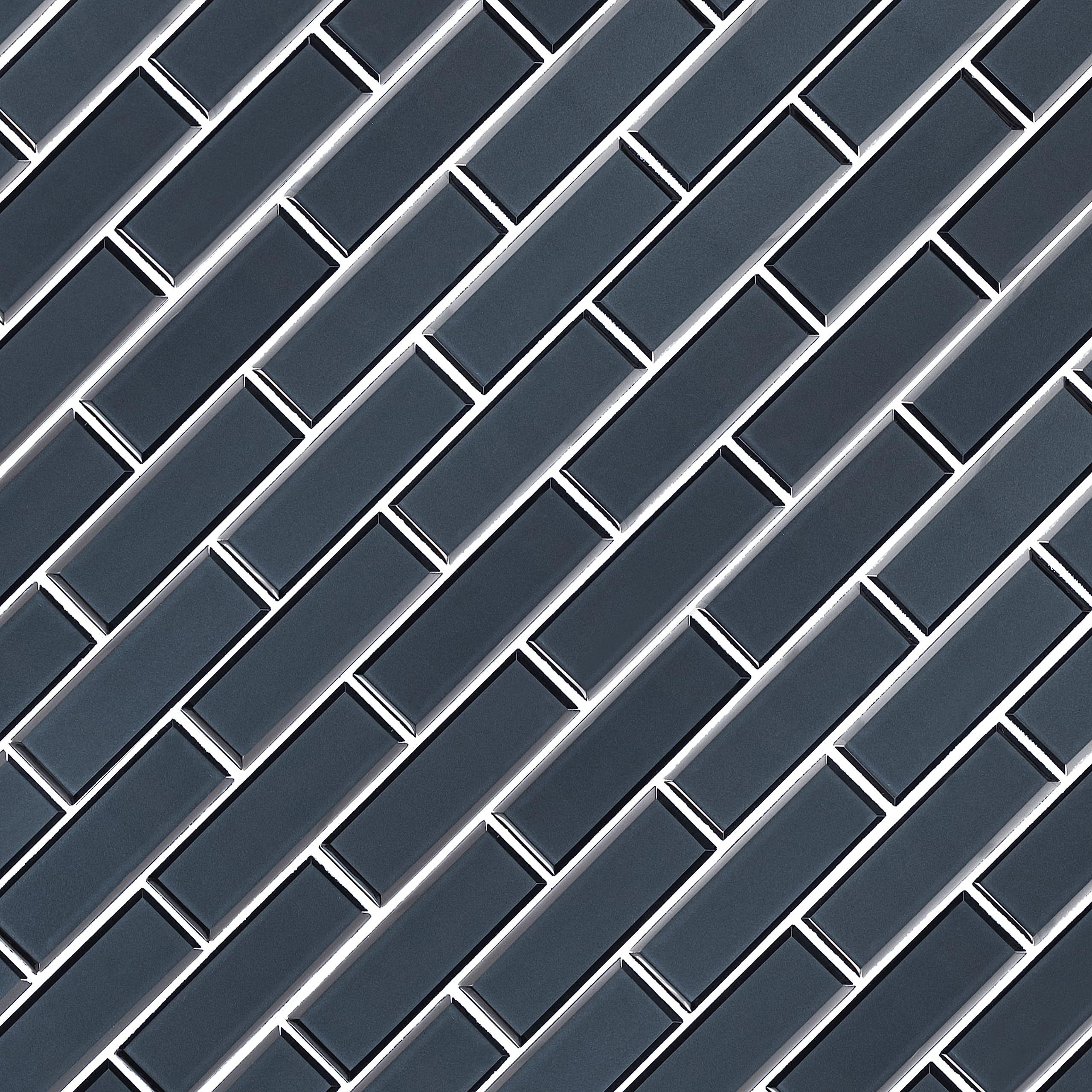 MSI Vague Blue 11.73x11.73 Inch Glass Subway Tile - Kitchen Backsplash, Bathroom & Shower Wall Mosaic Tile with Mesh Mount | Perfect for Modern Home Renovation, Spa-Like Bathroom Design and Stylish Kitchen Upgrade