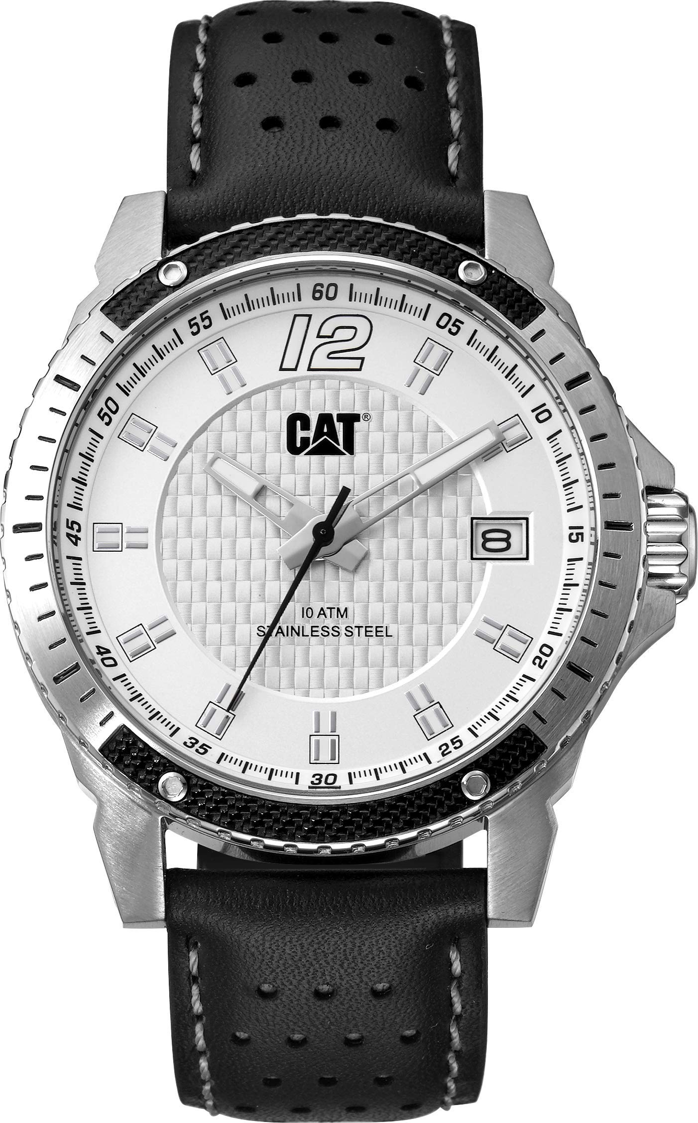 CAT Carbon Men's Watch - 44mm Stainless Steel Case with Interchangeable Straps (Steel/Silicone/Leather) - Durable Sport & Dress Watch for Outdoor Activities & Formal Occasions