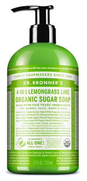 Dr. Bronner's Organic Pump Soap - Lemongrass Lime (18-in-1 Castile Soap) for Face, Body, Hair & Home | Vegan, Cruelty-Free, Eco-Friendly | Refillable Hand Soap Dispenser for Bathroom, Kitchen & Travel