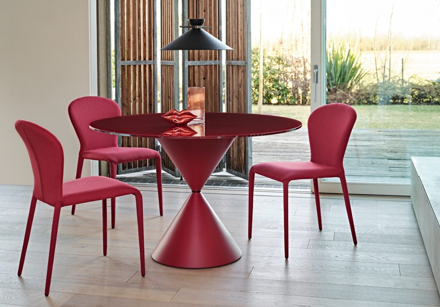 Midj Clessidra Modern Dining Table - Elegant Glass Top & Sturdy Metal Base for Kitchen, Dining Room, or Open-Concept Living Space