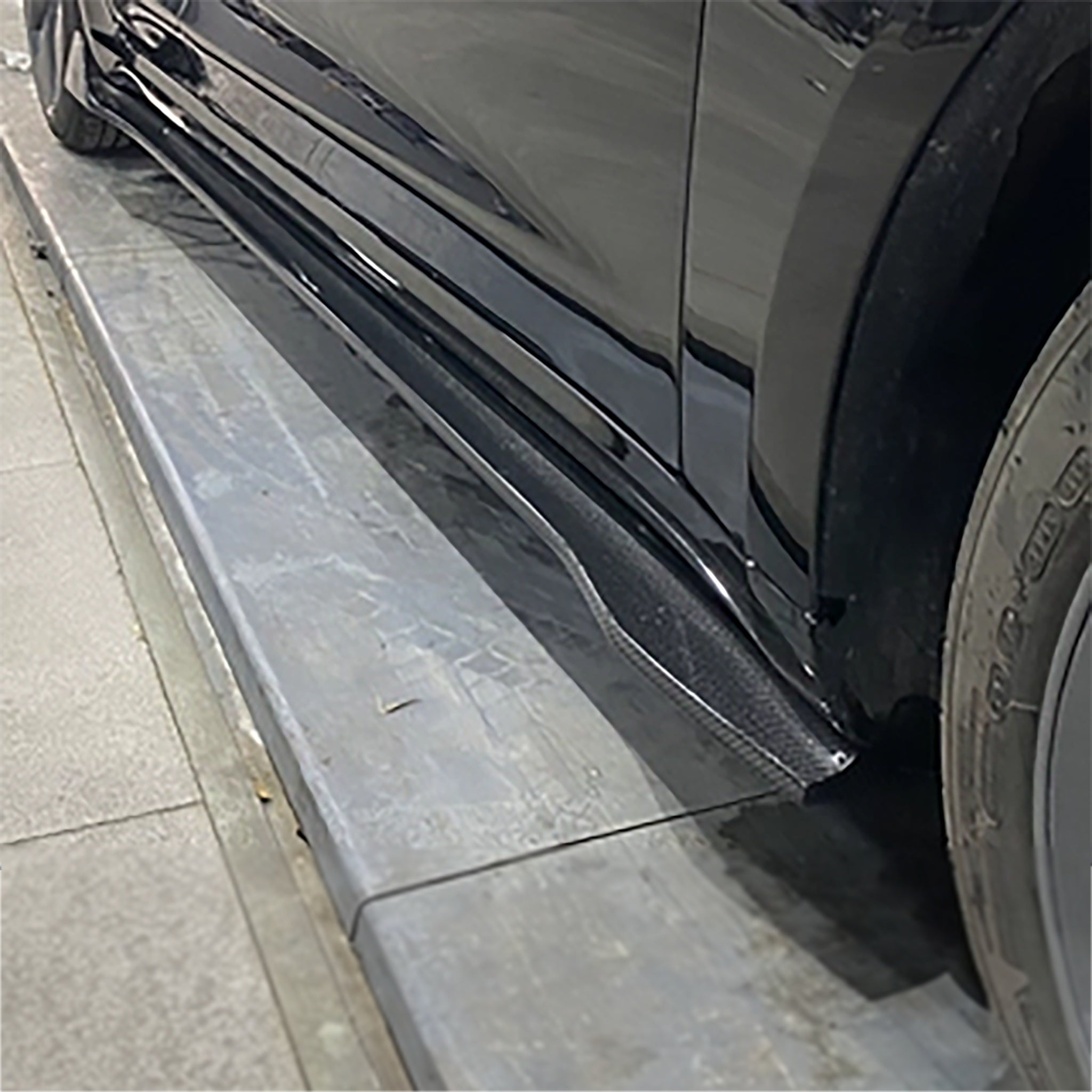 Premium Real Carbon Fiber V-Style Side Skirts for Tesla Model 3 (2017-2024) - Enhance Style & Aerodynamics for Sporty Look & Performance