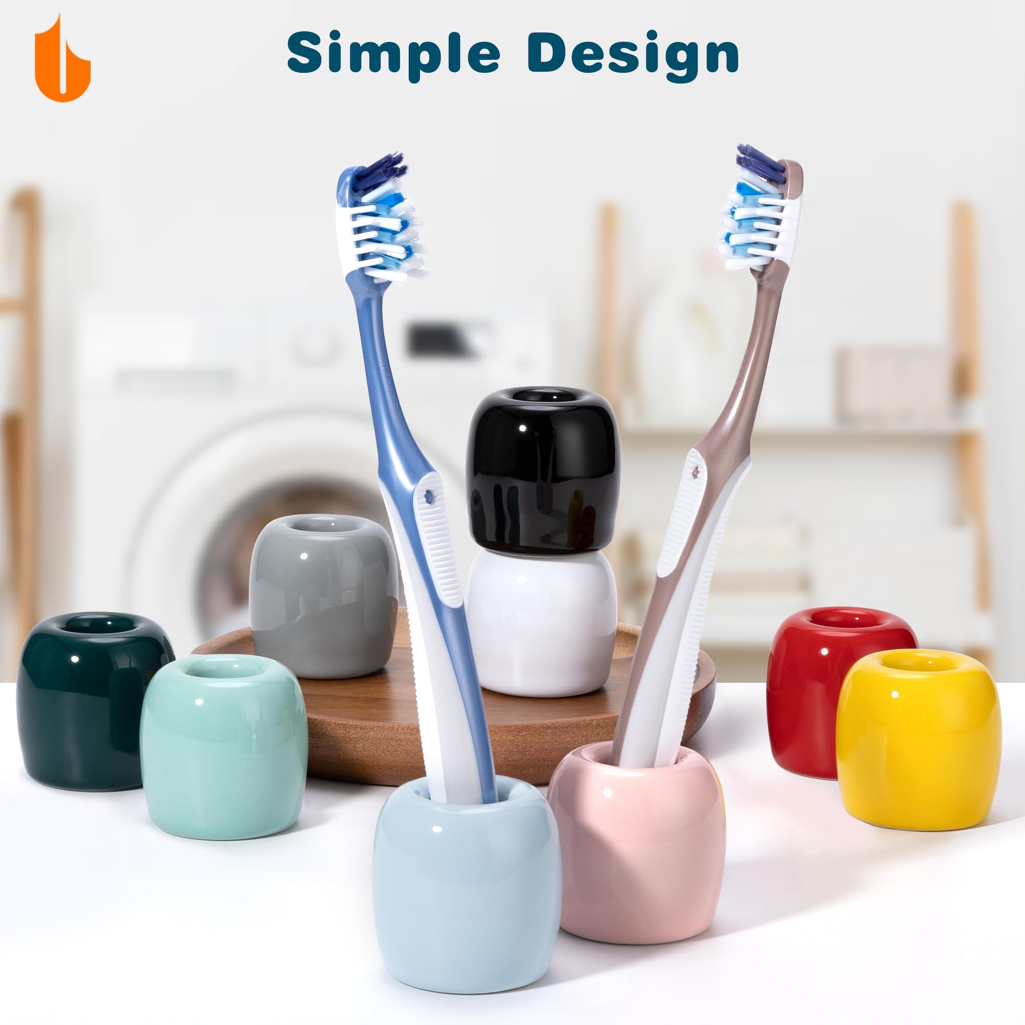 Urbanstrive Ceramic Toothbrush Holder - 2 Pack White Bathroom Organizer for Home & Travel