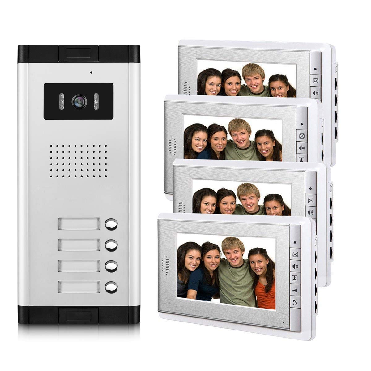 AMOCAM 4-Household Video Intercom System with 7