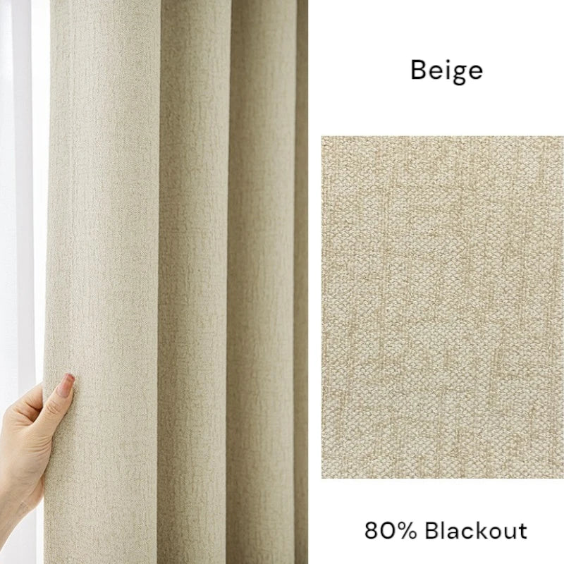 Agnes Textured Cotton Linen Blackout Curtains for Bedroom - Custom Size Thermal Insulated Drapes for Living Room & Nursery (96