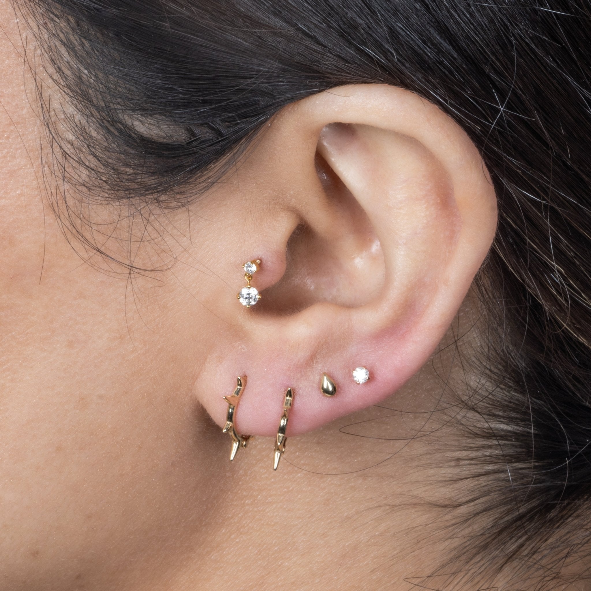 14K White Gold Teardrop Threaded Flat Back Stud Earrings - Perfect for Everyday Wear, Parties & Special Occasions