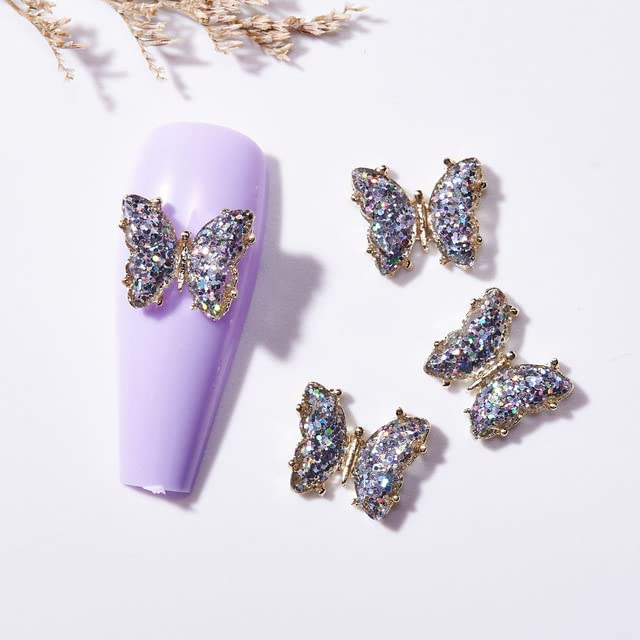 10Pcs 3D Alloy Butterfly Crystal Nail Art Rhinestones - Colorful 3D Butterfly Nail Charms & Designer Decorations for Professional Nail Art | Perfect for DIY Manicures, Bridal Nails, and Special Occasion Nail Designs