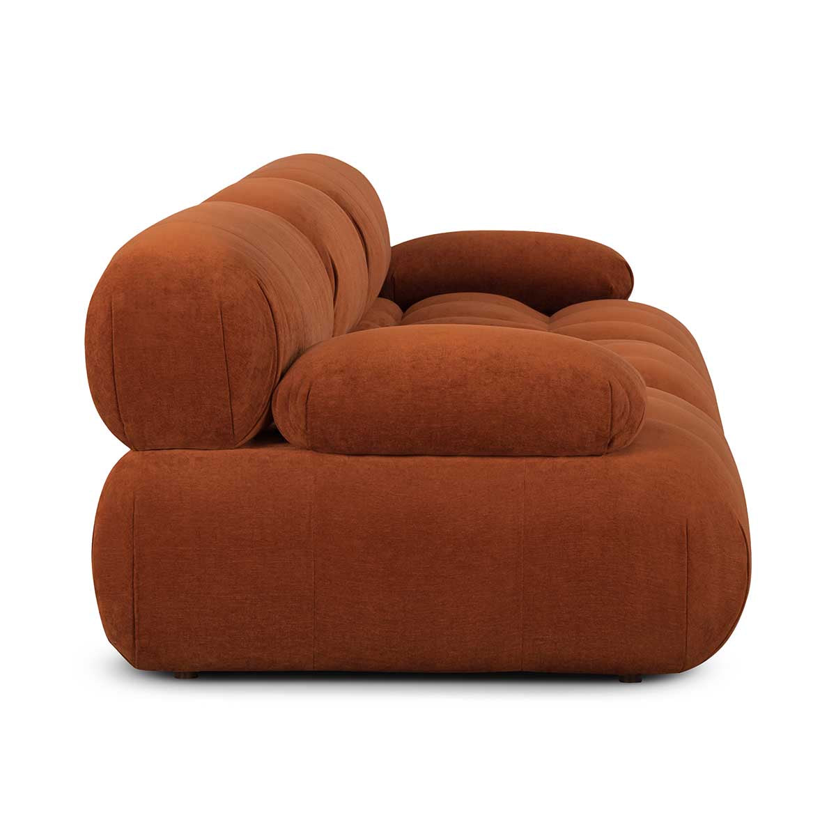 Bowie Textured Velvet 3-Seater Sofa in Terracotta - Modern Living Room Furniture for Small Spaces & Apartments