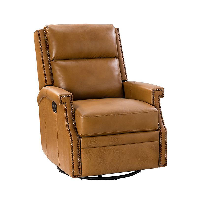 Canace Modern Genuine Leather Manual Glider Rocker Recliner Chair - Comfortable Swivel Lounge Chair for Living Room, Nursery, and Office Relaxation