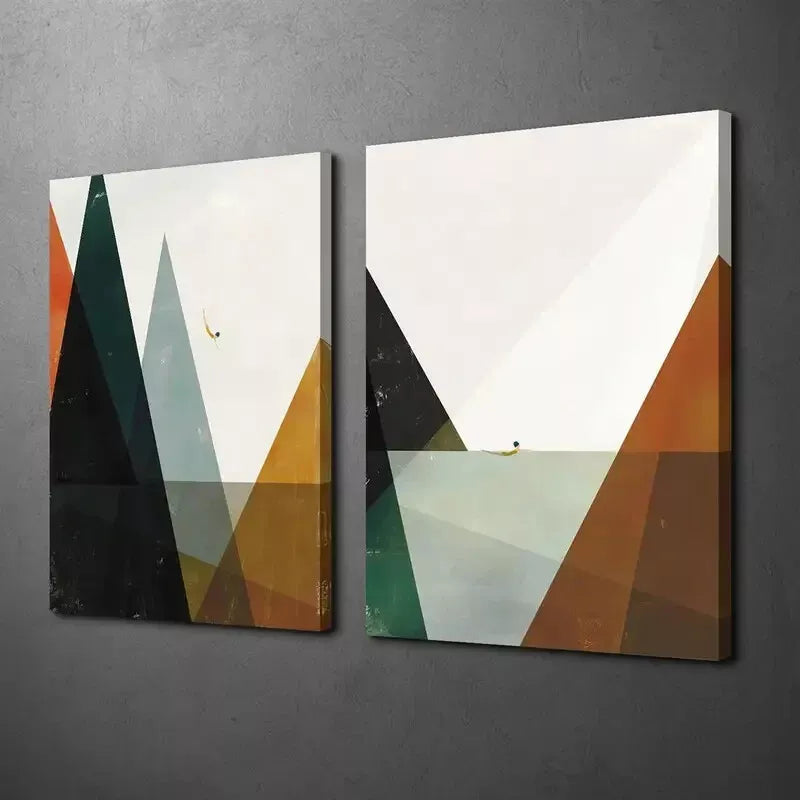 2Pcs Minimalist Geometric Nordic Style Abstract Canvas Wall Art - 50x75cm Framed High-Quality Print - 100% Australian Made - Ready to Hang - Perfect for Living Room, Bedroom & Office Decor
