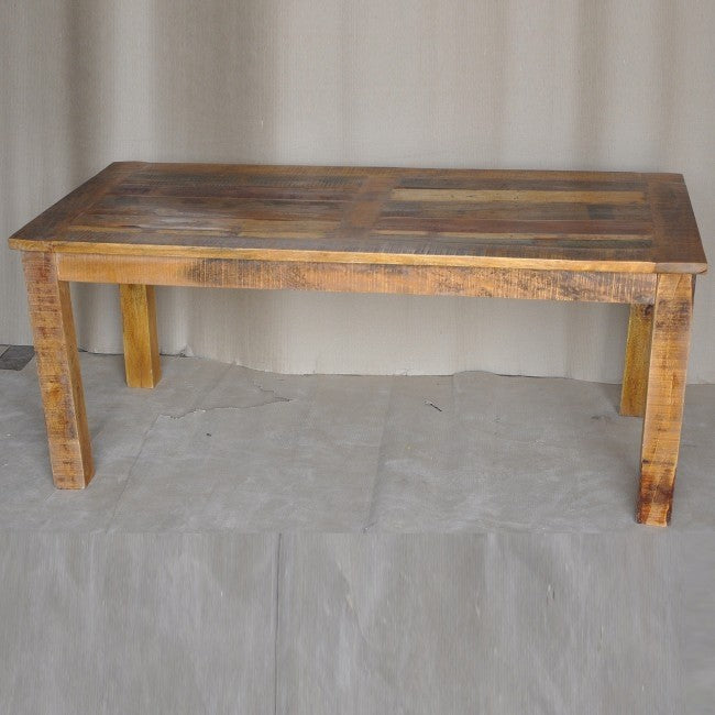 Reclaimed Mango Wood Rectangle Dining Table - 6 to 8 Seater, Honey Finish, 180cm - Perfect for Farmhouse, Rustic & Modern Dining Rooms