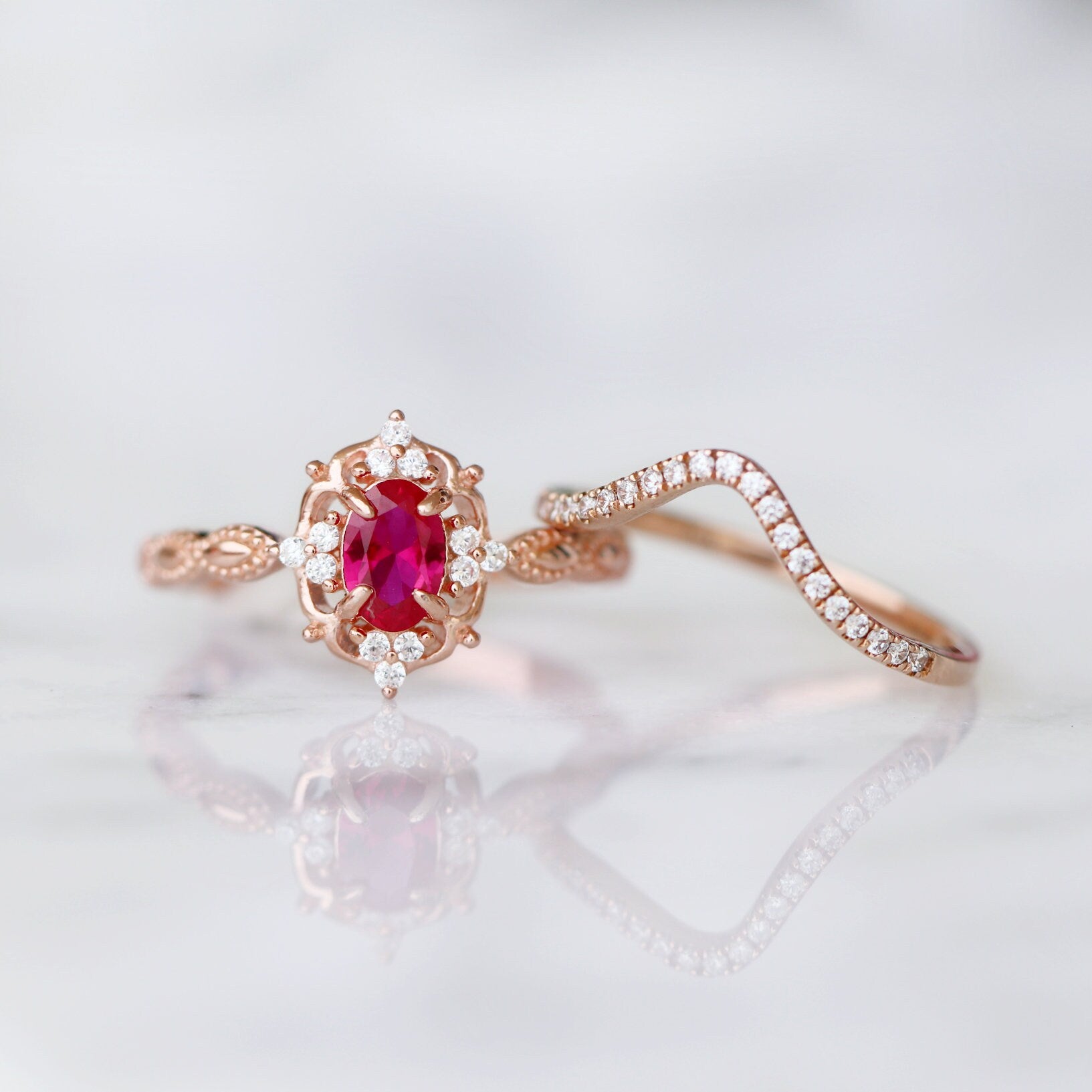 14K Rose Gold Vermeil Claire Ruby Ring for Women - Elegant & Durable Jewelry for Everyday Wear, Gift Giving & Special Occasions