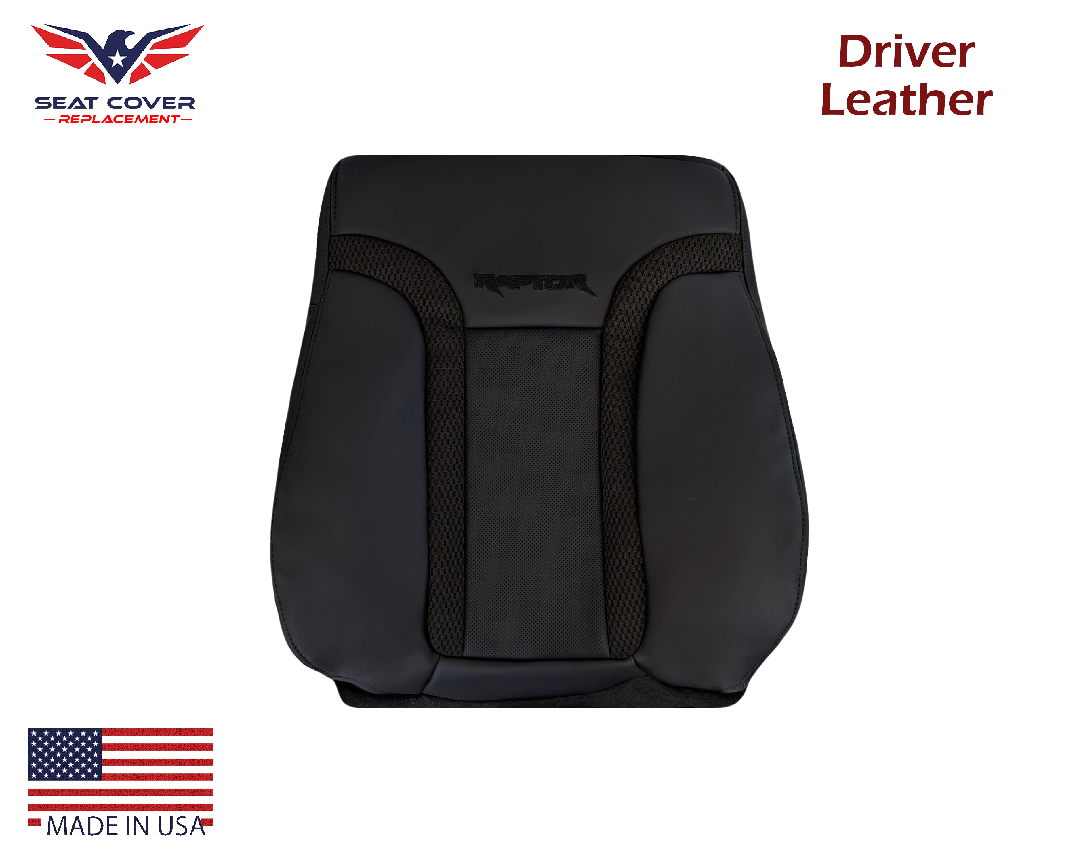 2010-2014 Ford F150 Raptor Perforated Bottom Seat Cover - Black Leather or Vinyl - Durable & Breathable for Off-Road & Daily Driving