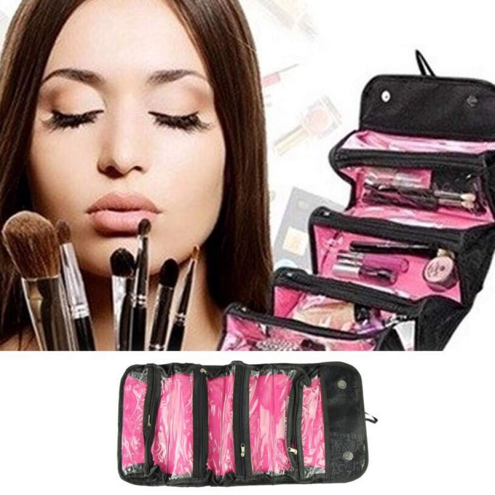 Divik Women's Detachable Hanging Toiletry Bag - Foldable Travel Makeup Organizer with Cosmetic Dividers - Portable Quick Roll Up Cosmetic Bag for Women & Girls (1 Piece) - Perfect for Travel, Gym, Camping & Daily Use