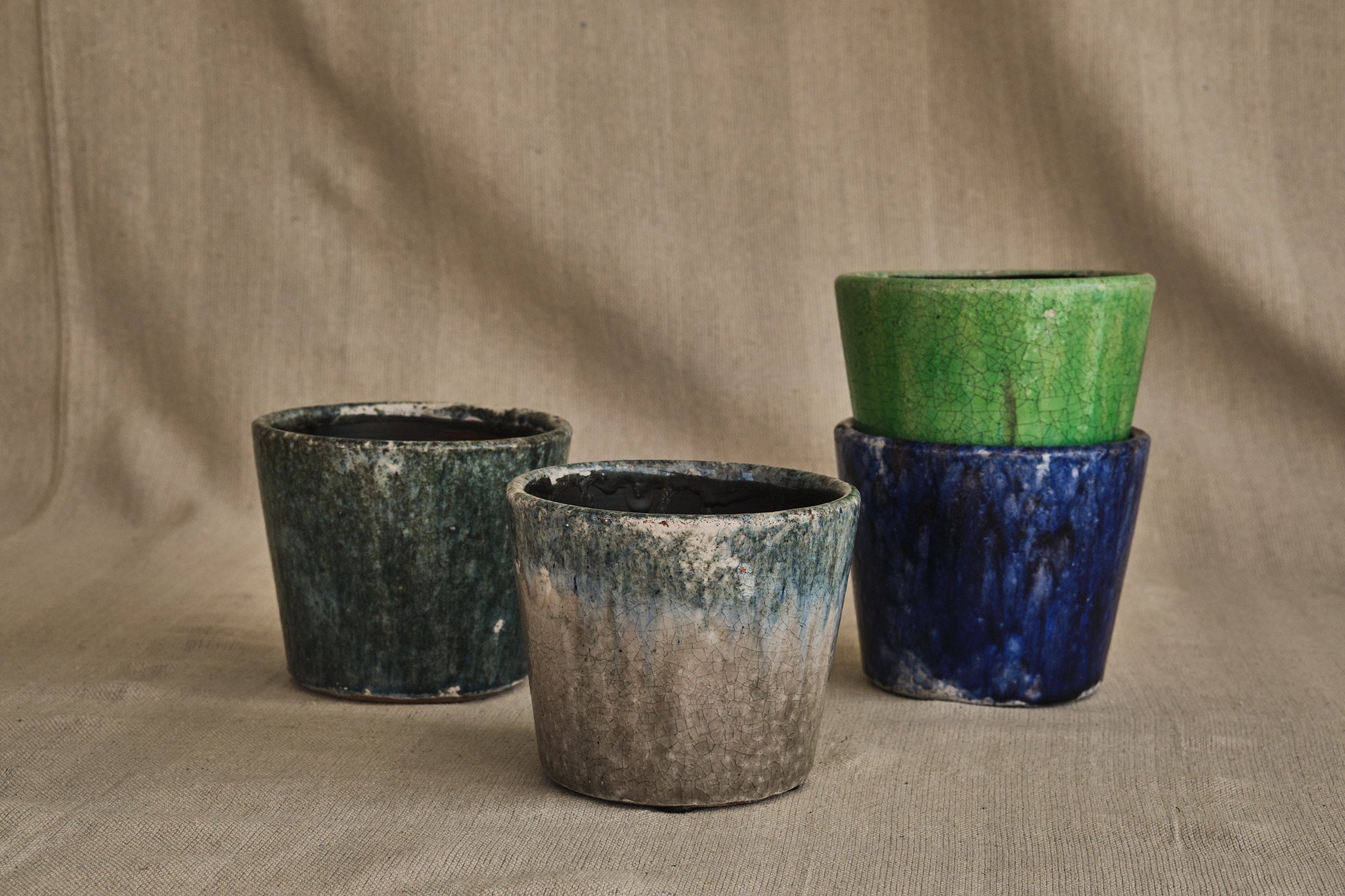 Vibrant Green Crackle Glazed Ceramic Pot - 14cm Diameter - Perfect for Indoor Plants, Succulents, and Home Decor
