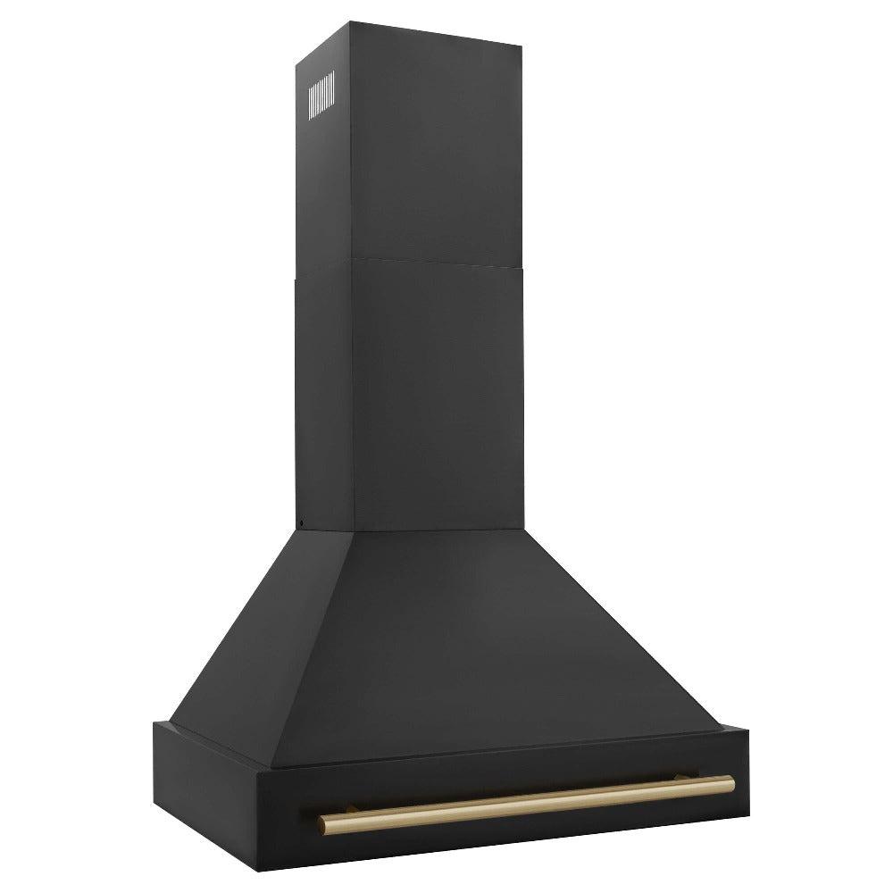 ZLINE Autograph Edition 30-Inch Black Stainless Steel Range Hood with Handle (BS655Z 30) - Professional Kitchen Ventilation for Modern Homes