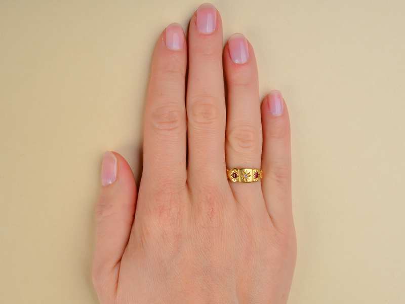 18K Ruby and Diamond Gypsy Ring for Women - Elegant Vintage Jewelry for Weddings, Anniversaries, and Special Occasions