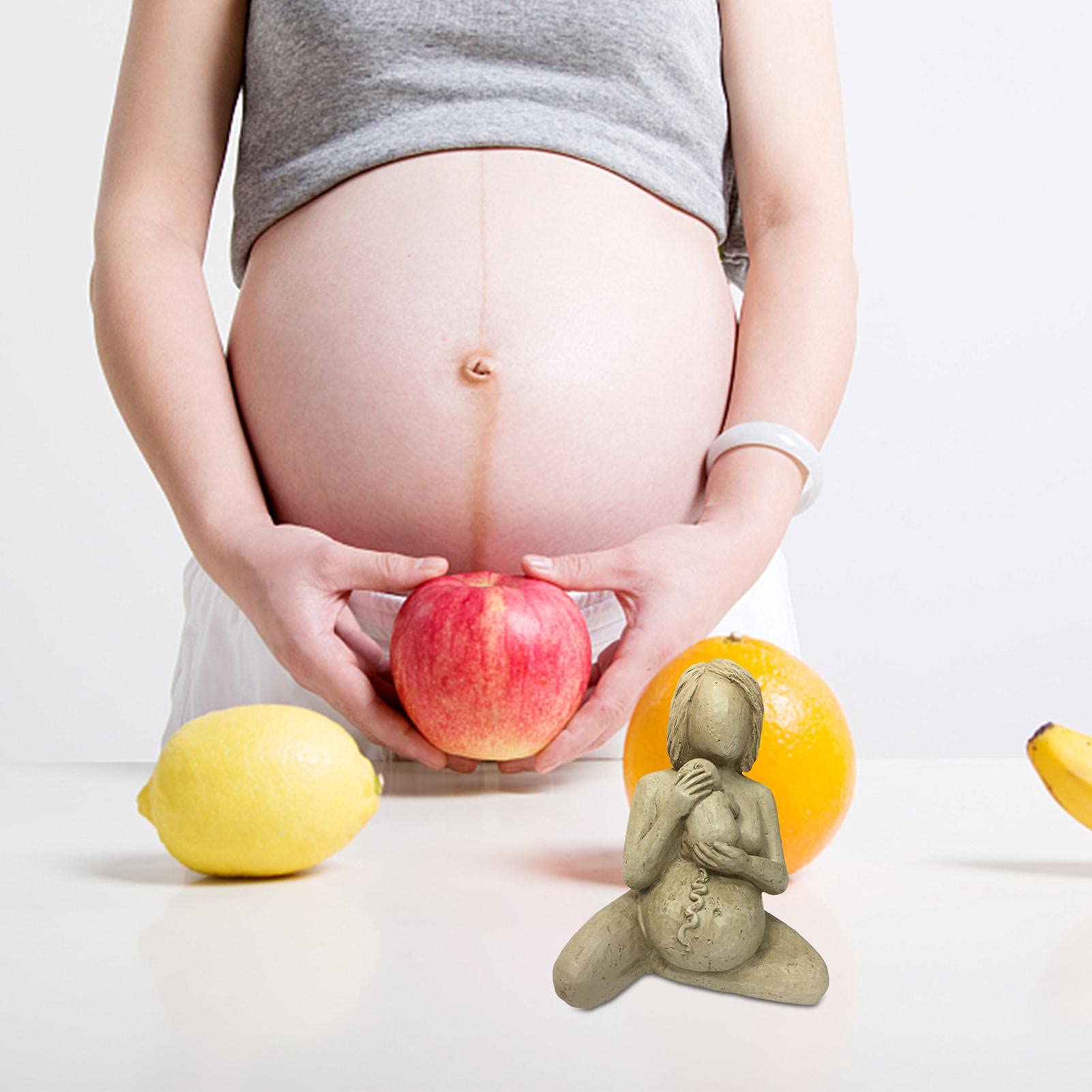 Pregnant Woman Statue - Handcrafted Pregnancy Sculpture for Home Decor, Unique Mud Art Figurine & Thoughtful Gift for Expecting Mothers - Perfect for Nursery, Baby Shower, or Office Desk Decoration