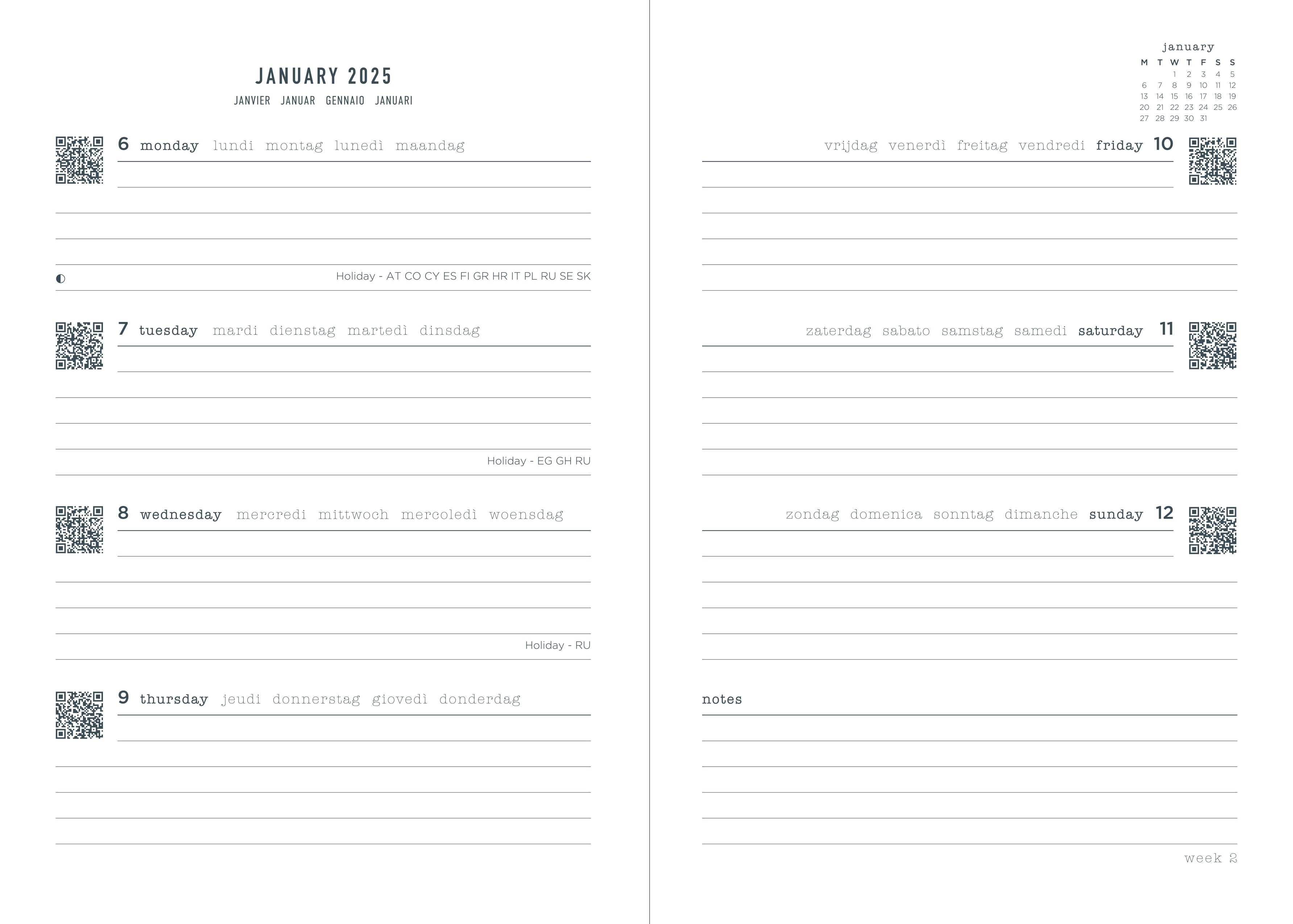 2025 Letts of London A5 Diary Planner - Eco-Friendly Week to View Organizer in Sage Green (6.14