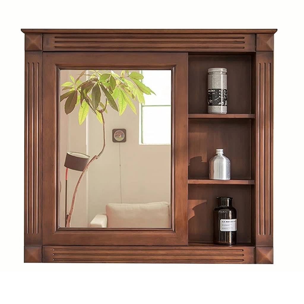 DSDD Wall-Mounted Medicine Cabinet with Mirror - Retro Bathroom Storage Cabinet with Shelf, Space-Saving Mirror Box for Bathroom, Bedroom & Hallway Organization