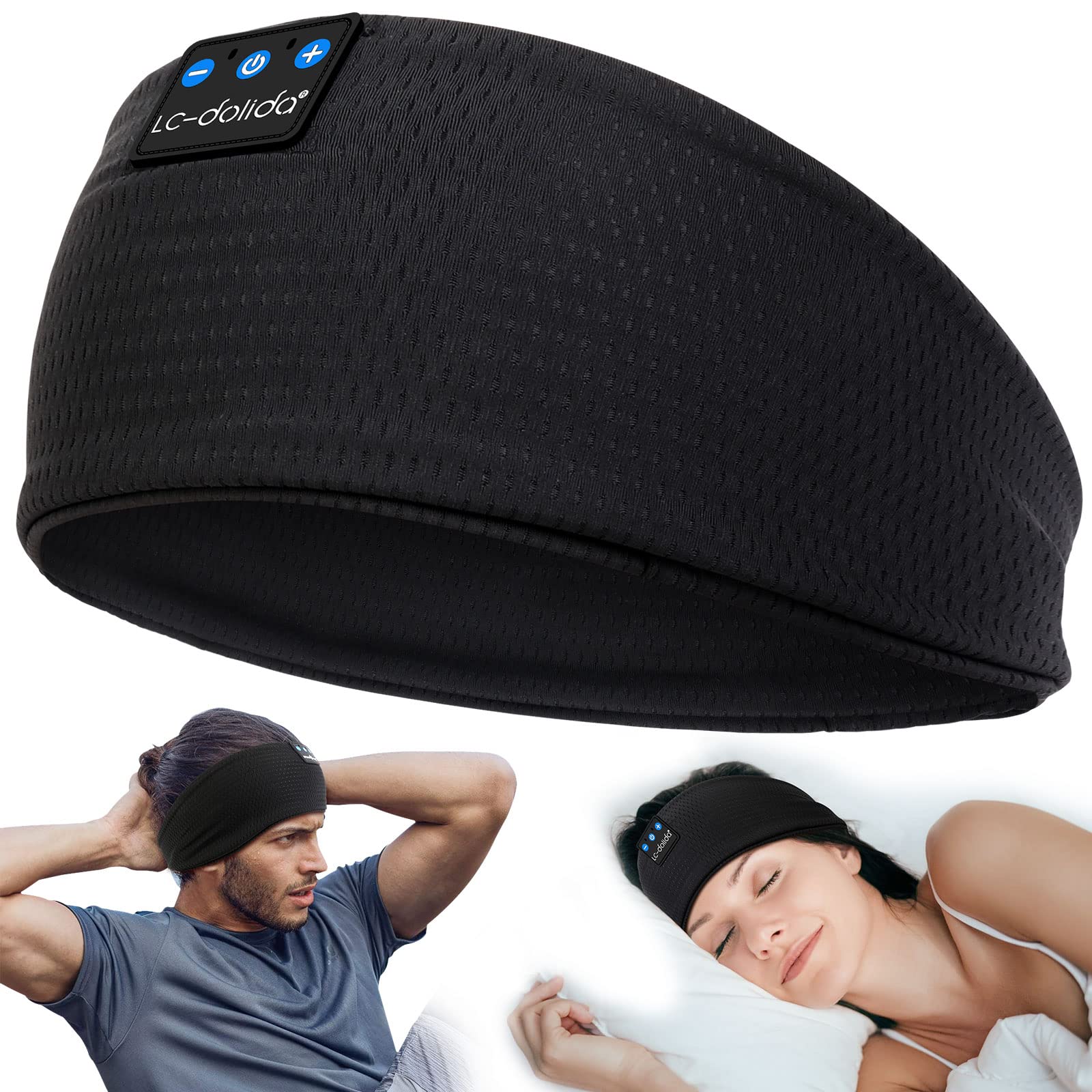 LC-dolida Bluetooth Sleep Headphones Headband - Wireless Headband with Built-in Speakers for Side Sleepers, Comfortable Sleeping Earphones for Men, Women, Kids & Teens - Perfect for Nighttime Relaxation, Meditation & Travel
