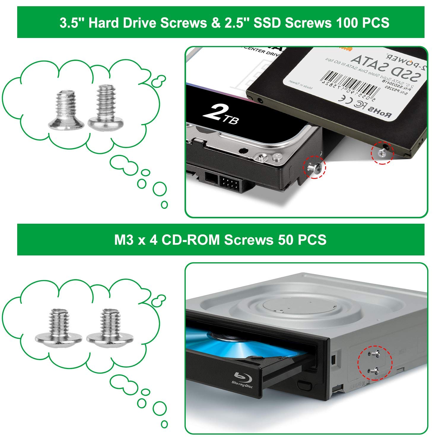 510 Pcs Computer Screw Set - #6-32 Male to M3 Female Standoffs Kit for PC Case, Motherboard, HDD, SSD & CD-ROM Installation - Perfect for Computer Building, Repair and Hardware Upgrades