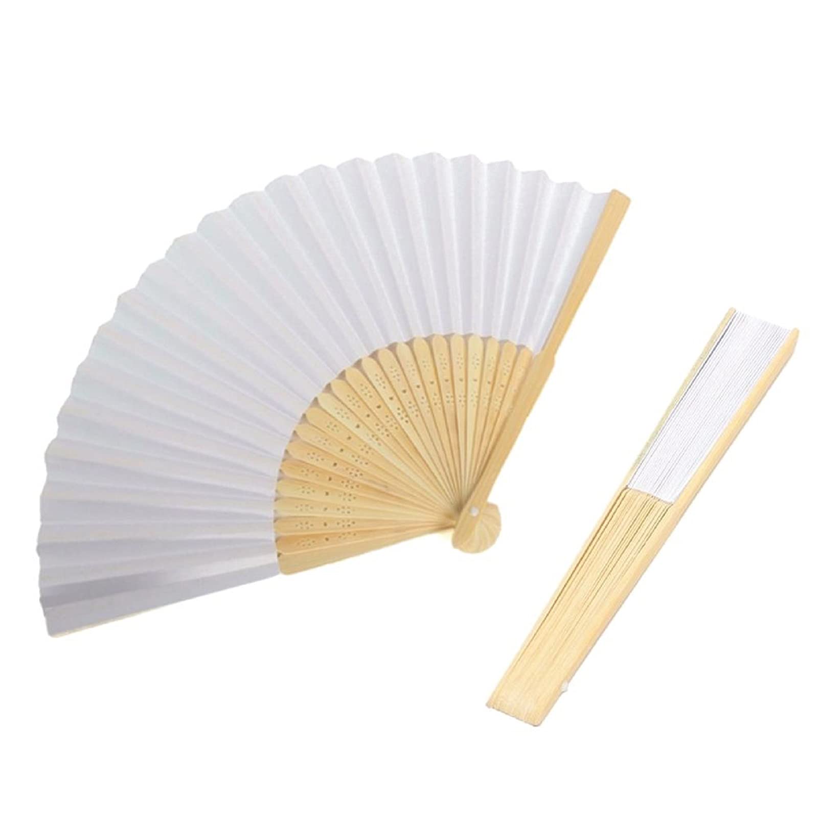 10Pcs DIY Bamboo Handheld Folding Paper Fans - Blank White Foldable Fans for Kids Drawing, Wedding Decor, Dance Parties & Home Decoration - Perfect for Summer Cooling, Arts & Crafts, and Event Decorations