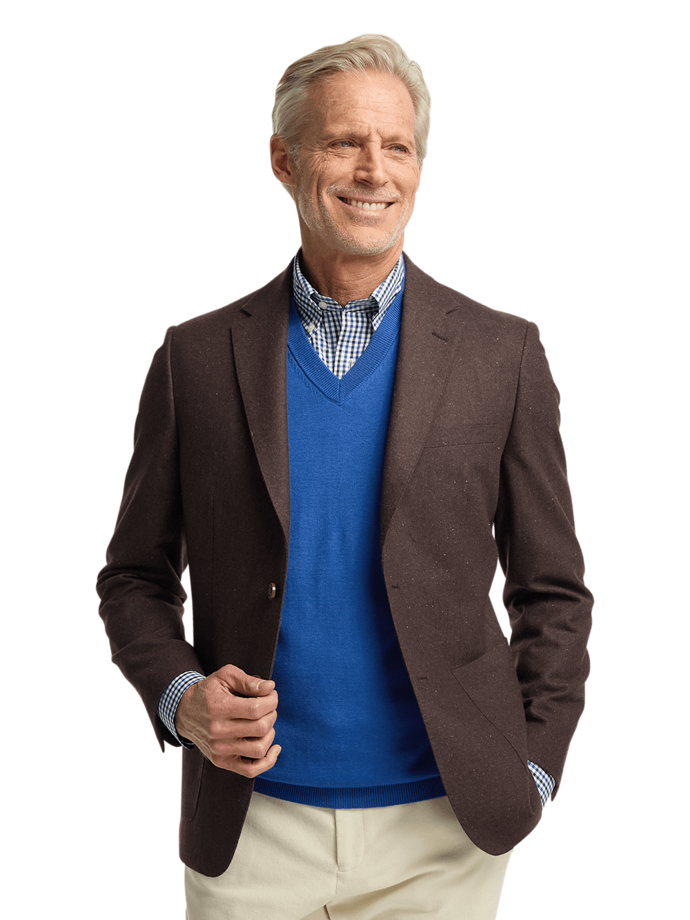 Premium Wool Blend Donegal Single Breasted Notch Lapel Sport Coat for Men - Classic Brown Business Blazer | Perfect for Office, Weddings & Formal Events
