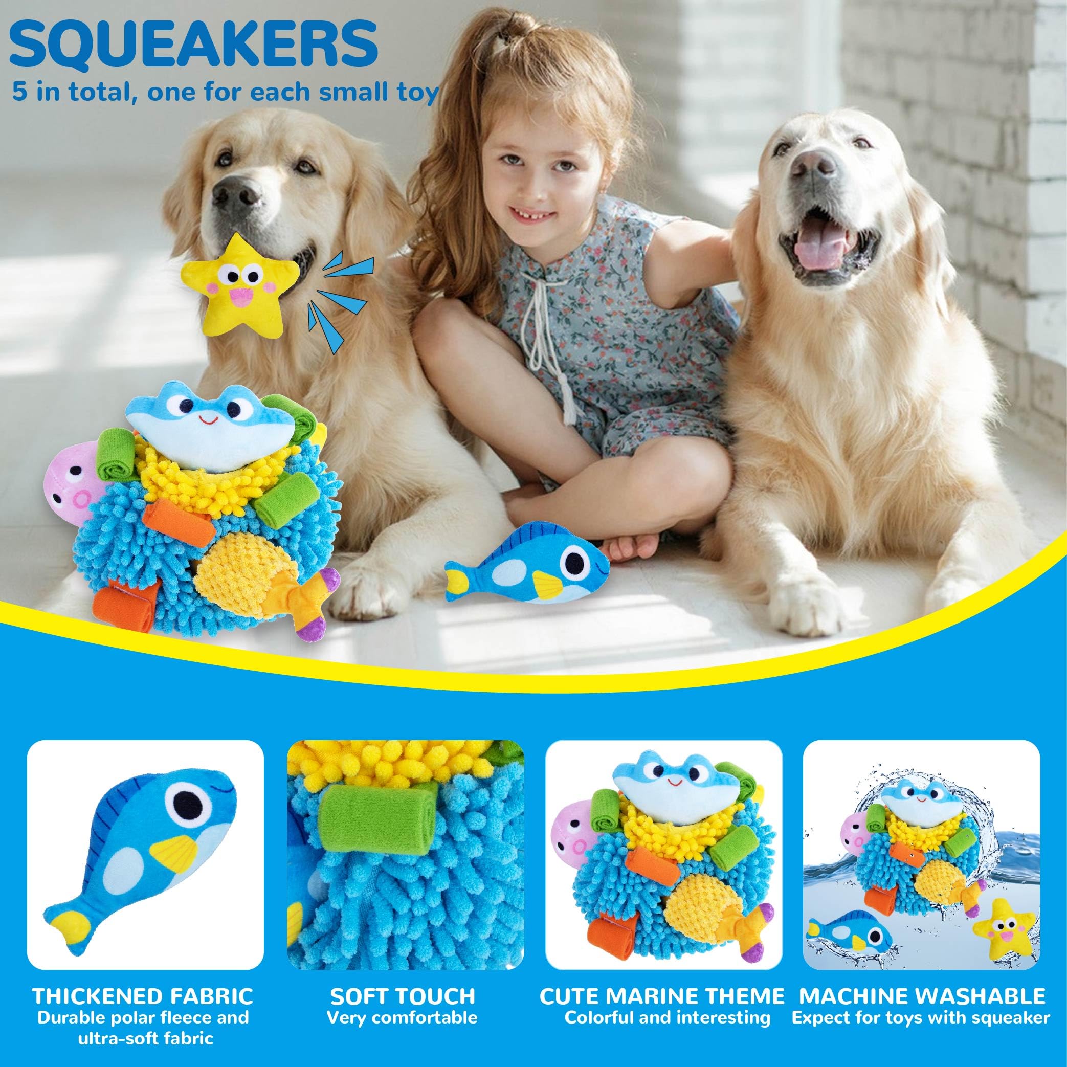 Interactive Squeaky Dog Snuffle Toys - Hide & Seek Puzzle Plush for Small & Medium Dogs | Mental Stimulation & Enrichment Treat Toys | Perfect for Indoor Play, Training, and Anxiety Relief