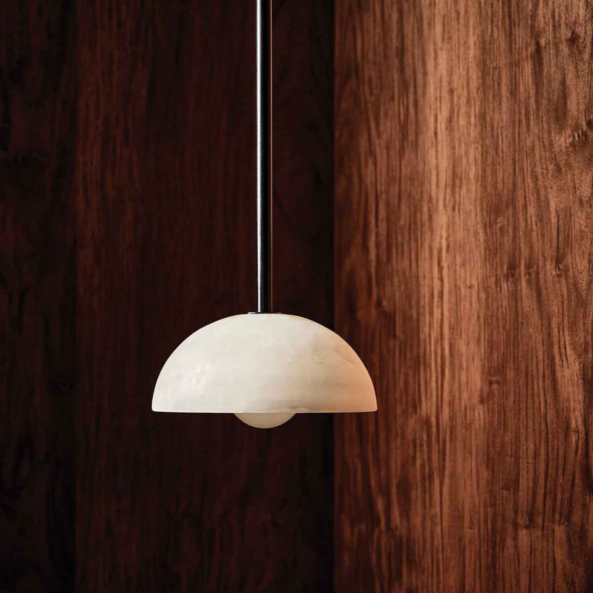 **PRE ORDER - MARZ DESIGNS Aurelia Pendant Light - White Onyx & Brushed Black Finish - Modern Ceiling Lighting for Dining Room, Kitchen, or Bedroom**