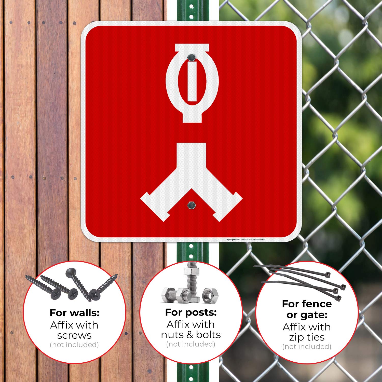 Siamese Automatic Sprinkler Connection Sign - 18x18 Inches, 3M EGP Reflective .063 Aluminum, Fade Resistant, Durable for Indoor & Outdoor Use - Made in USA - Perfect for Fire Safety Equipment Labeling in Commercial Buildings