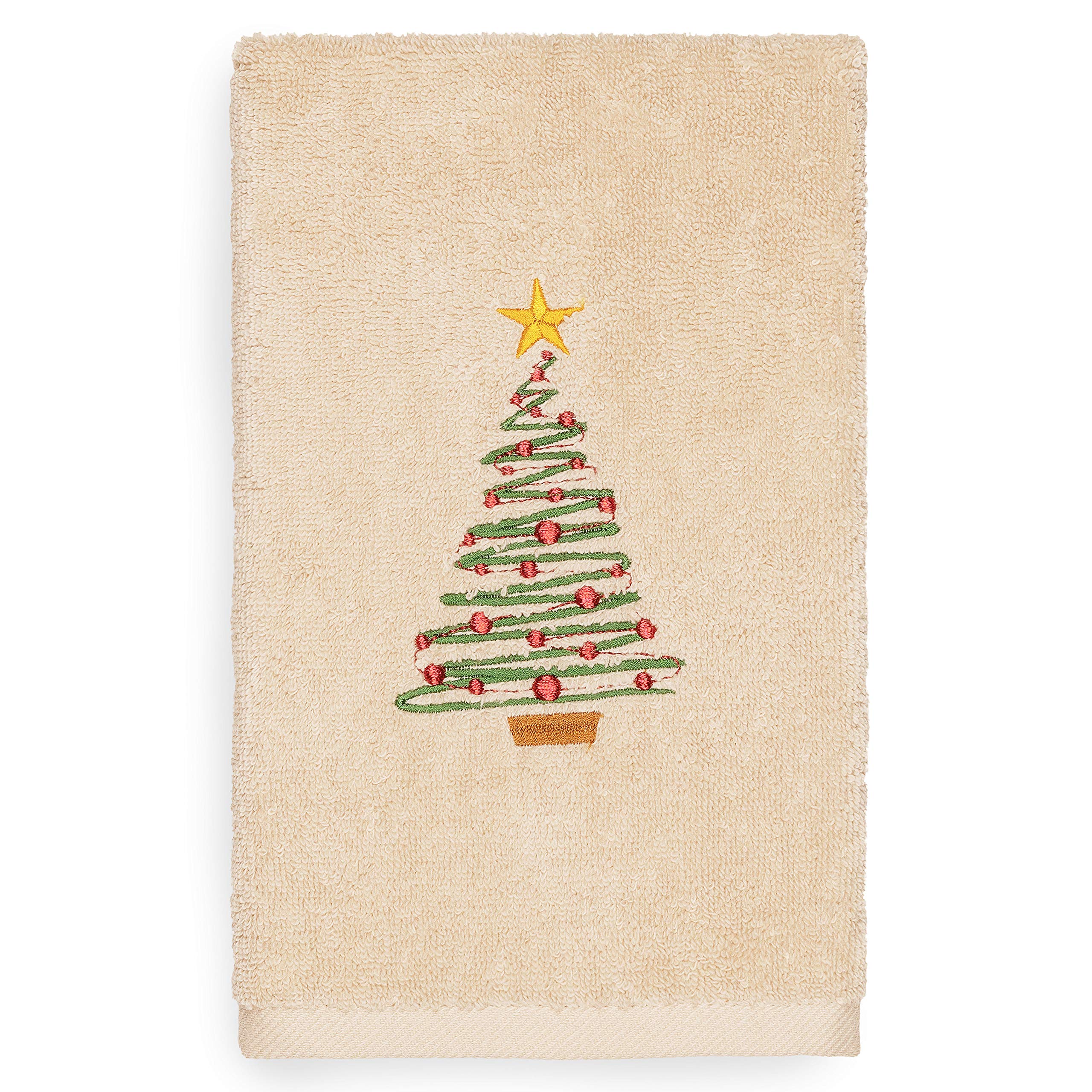 Premium Embroidered 100% Turkish Cotton Hand Towel - Soft & Absorbent Holiday Bath Towel for Christmas Decor, Guest Bathroom & Luxury Spa Experience