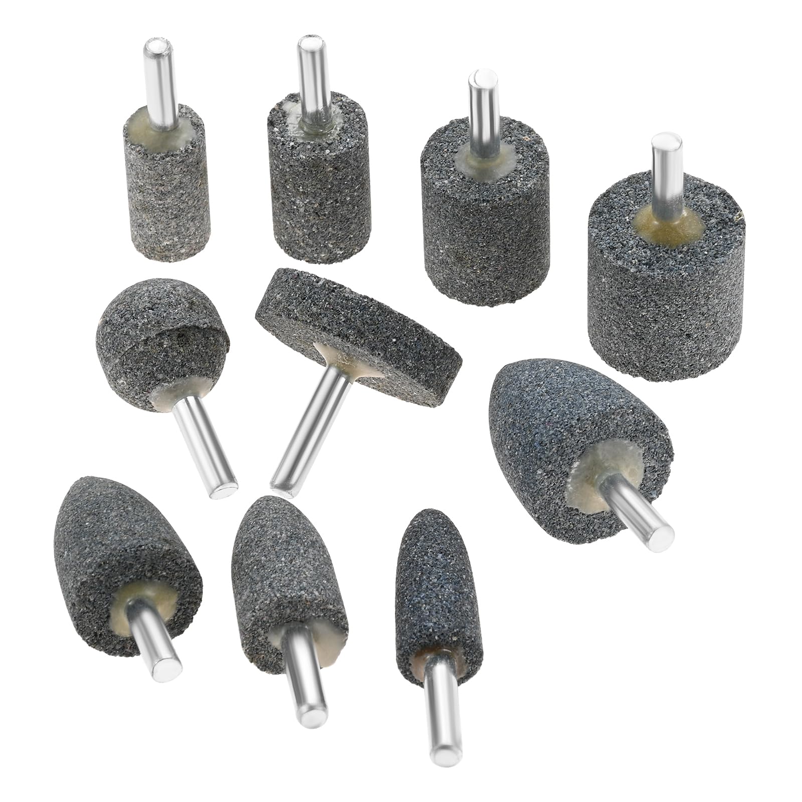 10Pcs Aluminum Oxide Mounted Grinding Stones Set - 1/4