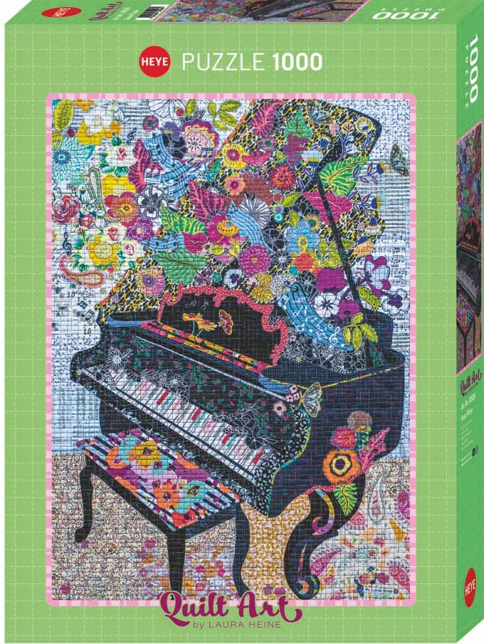 Heye 1000 Piece Jigsaw Puzzle - Quilt Art Sewn Piano Design - Challenging Adult Puzzle for Home Decor & Relaxation