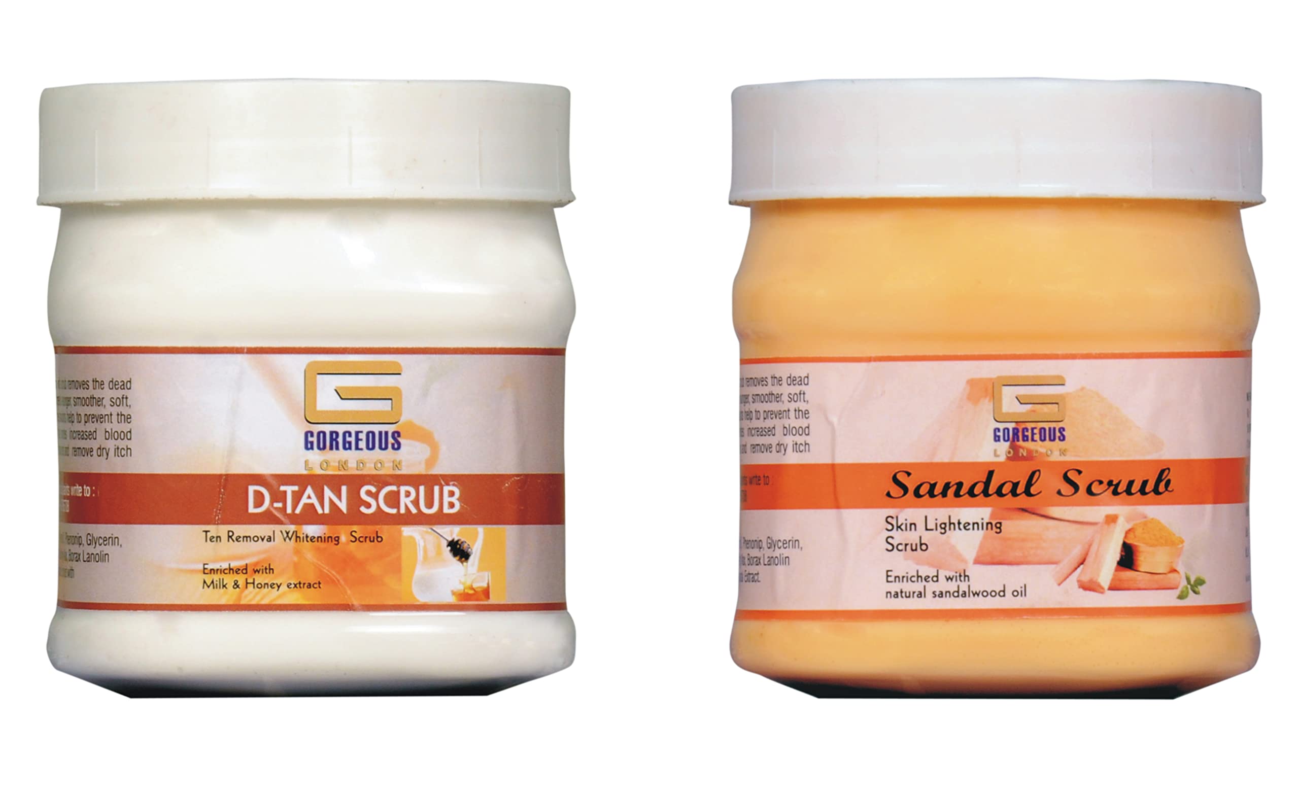 Exfoliating London D-Tan Scrub & Sandal Scrub Combo (2-Pack, 450ml Each) – Brightening & Smoothing for Face & Body – Perfect for Spa Days & At-Home Skincare