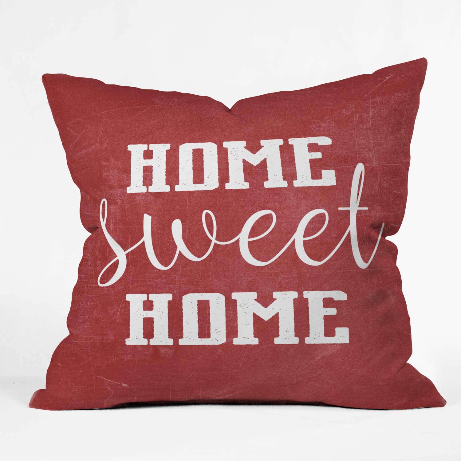 Monika Strigel Farmhouse Style 'Home Sweet Home' Red Chalkboard Throw Pillow 16x16 Inches - Cozy Indoor Decorative Cushion for Living Room, Bedroom & Porch