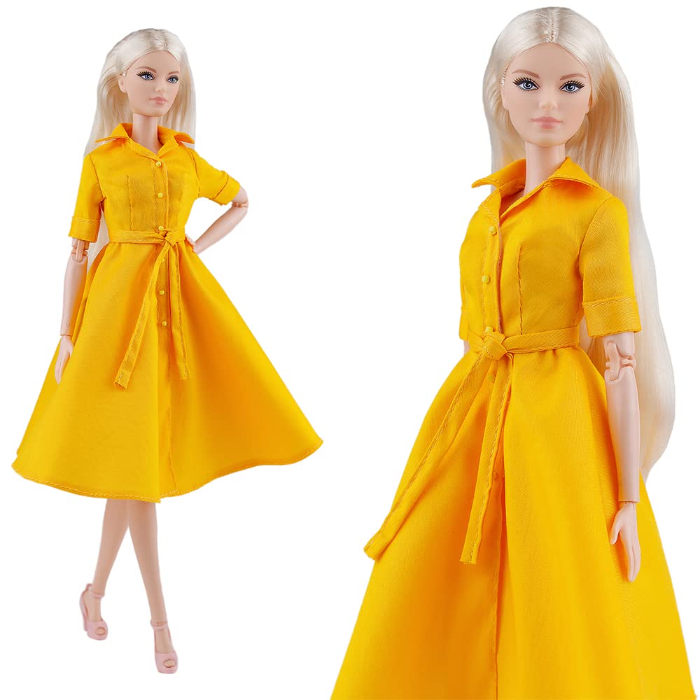 ElenPriv Fashionable Pink & Yellow Dress Shirt Outfit for 11.5 Inch Dolls - Perfect for American Girl Doll Clothes, DIY Dress Up, and Collectible Doll Fashion Display