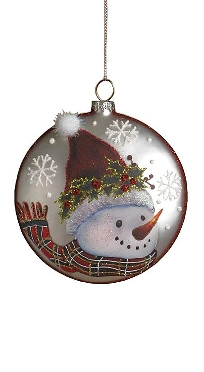 4.5-Inch Glass Snowman Christmas Tree Ornament - Handmade Holiday Decor for Xmas Tree, Home, and Gift Giving