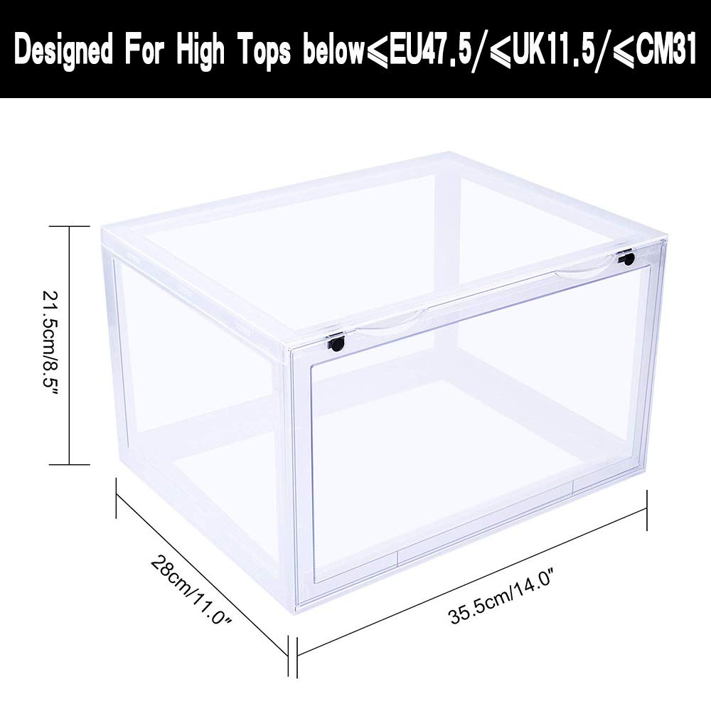 K.T.Z Clear Stackable Shoe Storage Box - 16 Pack Transparent Shoe Organizer for Sneakers & Shoes | Durable Display Case for Men & Women | Perfect for Closet, Bedroom & Shoe Collection Organization