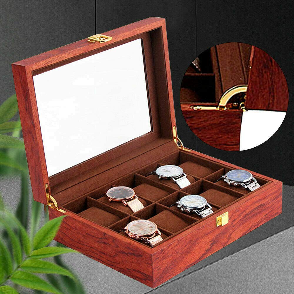 Automatic Rotating Watch Winder Display Case - 10 Slot Luxury Watch Storage Box for Men & Women with Jewelry Organizer | Perfect for Watch Collections, Jewelry Display & Home Decor