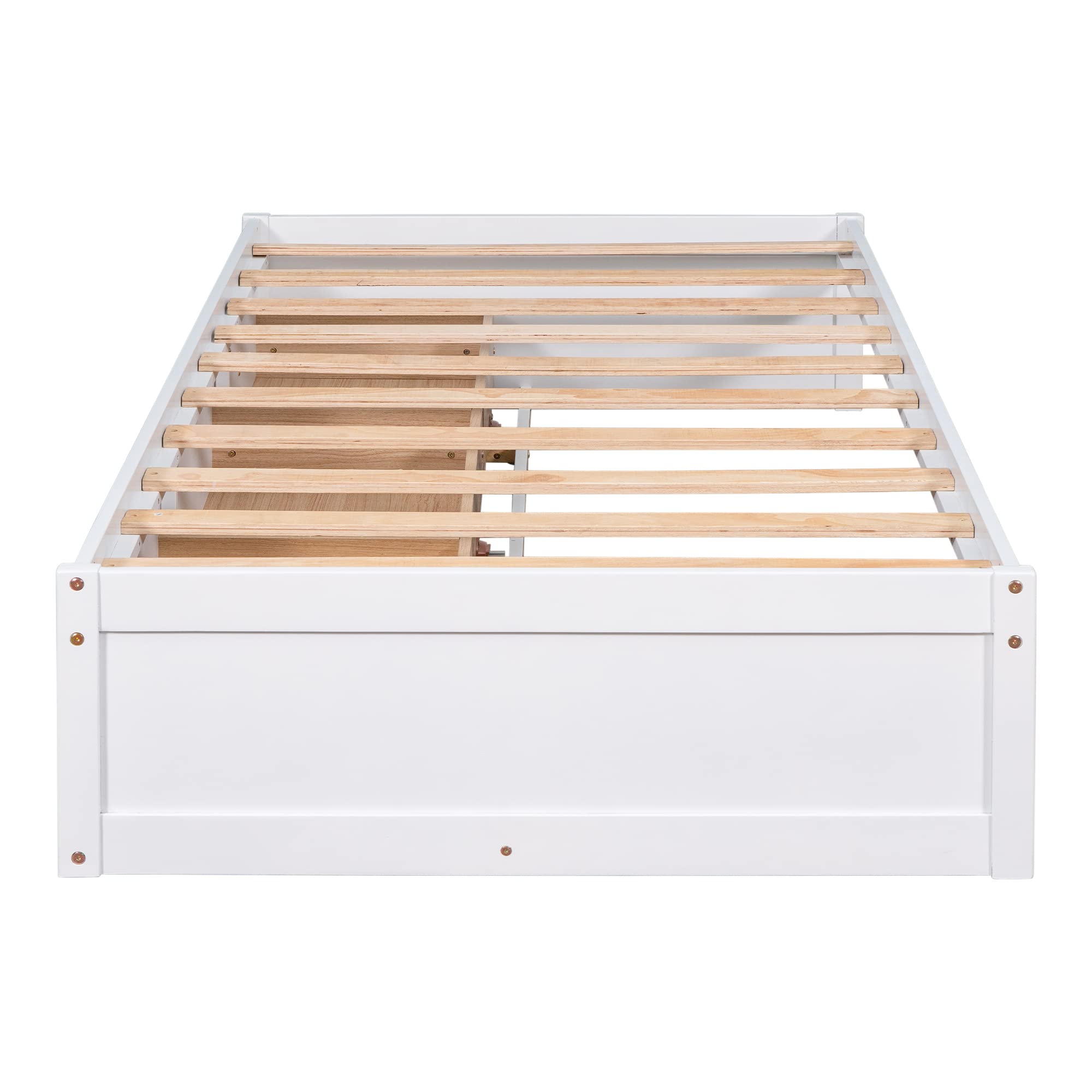 Merax Twin Size Platform Storage Bed with 3 Drawers, White - Space-Saving Bed Frame with Underbed Storage for Small Bedrooms, Dorms & Apartments