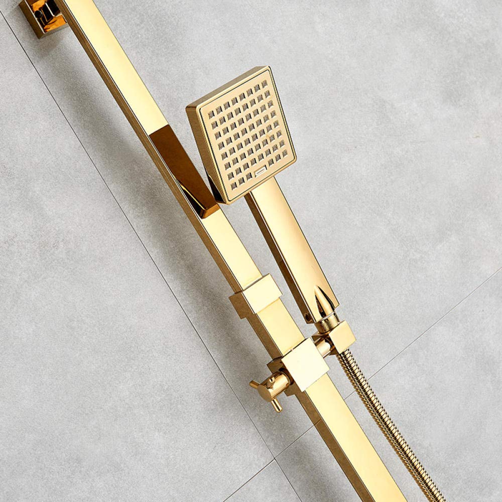 Luxury Gold Brass Bathroom Faucet Mixer Tap Set - Wall Mounted Rainfall Shower Head & Bathtub Faucet - Modern Bathroom Upgrade for Spa-Like Experience | Perfect for Master Bath, Guest Bath & Luxury Hotel Renovations