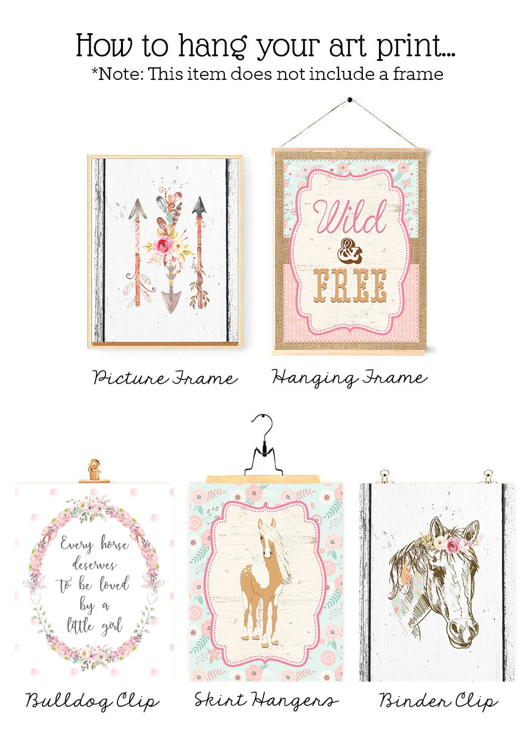 Boho Tribal Horse Wall Art Prints - Set of 3 Unframed Posters for Bathroom Decor, Living Room, or Bedroom | Silly Goose Gifts