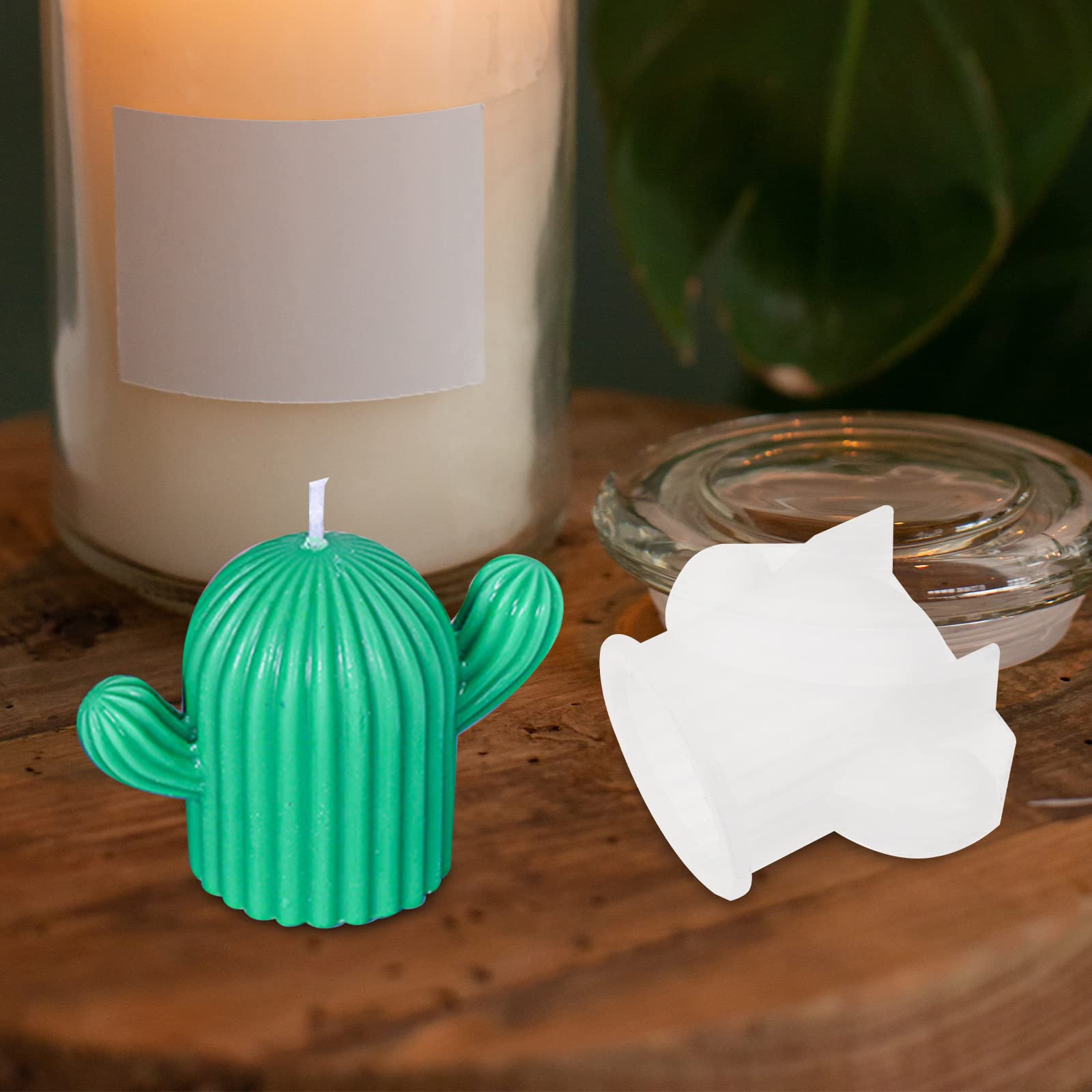4 Pcs Cactus-Shaped Silicone Candle Molds - DIY Epoxy Resin Molds for Handmade Candles, Soap Making & Home Decor Crafts - Perfect for Birthday Gifts, Wedding Favors and Party Decorations