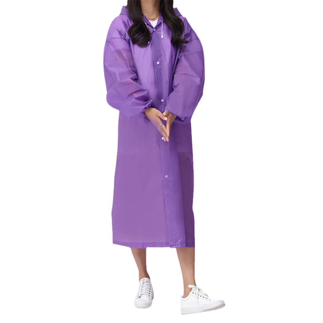 Waterproof Reusable Raincoat for Women & Men - Thickened Clear EVA Hooded Rain Jacket for Outdoor Activities, Hiking, Commuting & Travel
