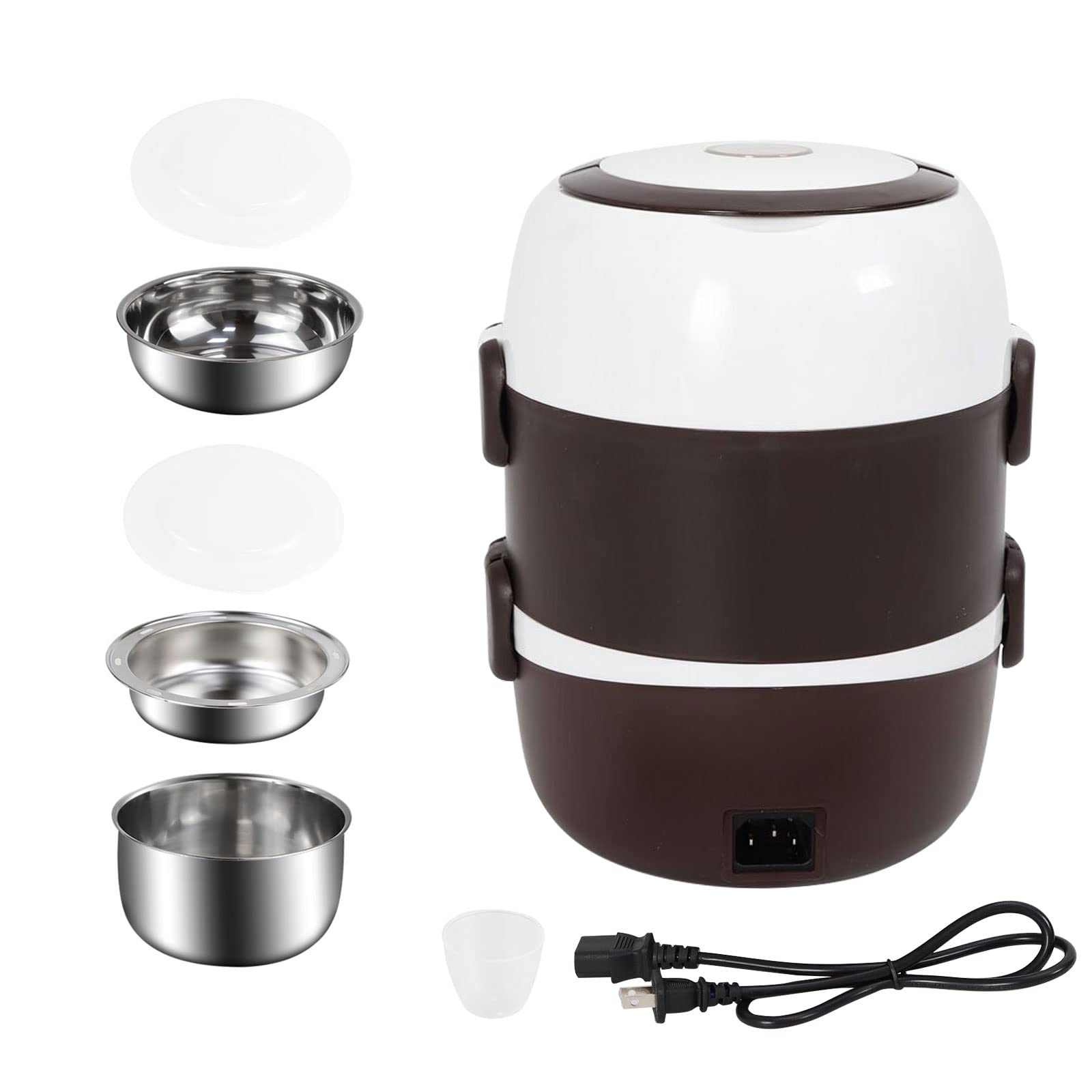 3-Layer Electric Lunch Box Warmer - 2L Portable Food Heater for Home & Office | Bento Box with Stainless Steel Bowls & Egg Steamer | Food-Grade Material | Perfect for Meal Prep, Reheating & Keeping Food Warm All Day