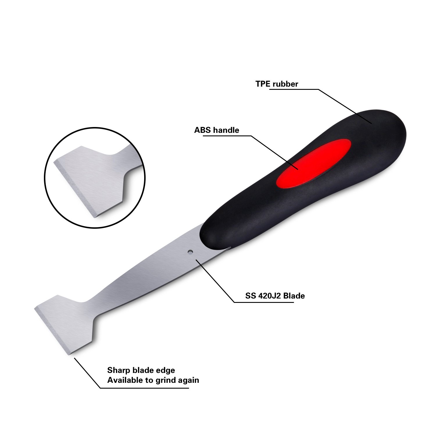 BOUSH Windshield Urethane Scraper Tool Kit - 3-Piece Car Glass Removal Set with Blades & Soft Rubber Handle for Auto Glass Repair & Windshield Replacement