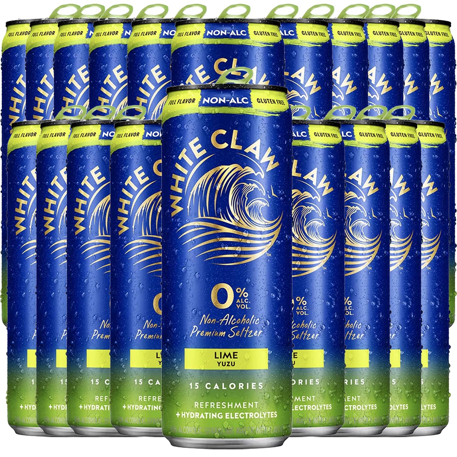 White Claw 20 Pack Non-Alcoholic Hard Seltzer | 0% Alcohol, Lime Yuzu Flavor, 15 Calories, Gluten Free, Hydrating Electrolytes | Premium Refreshment for Parties, Workouts & Healthy Lifestyle