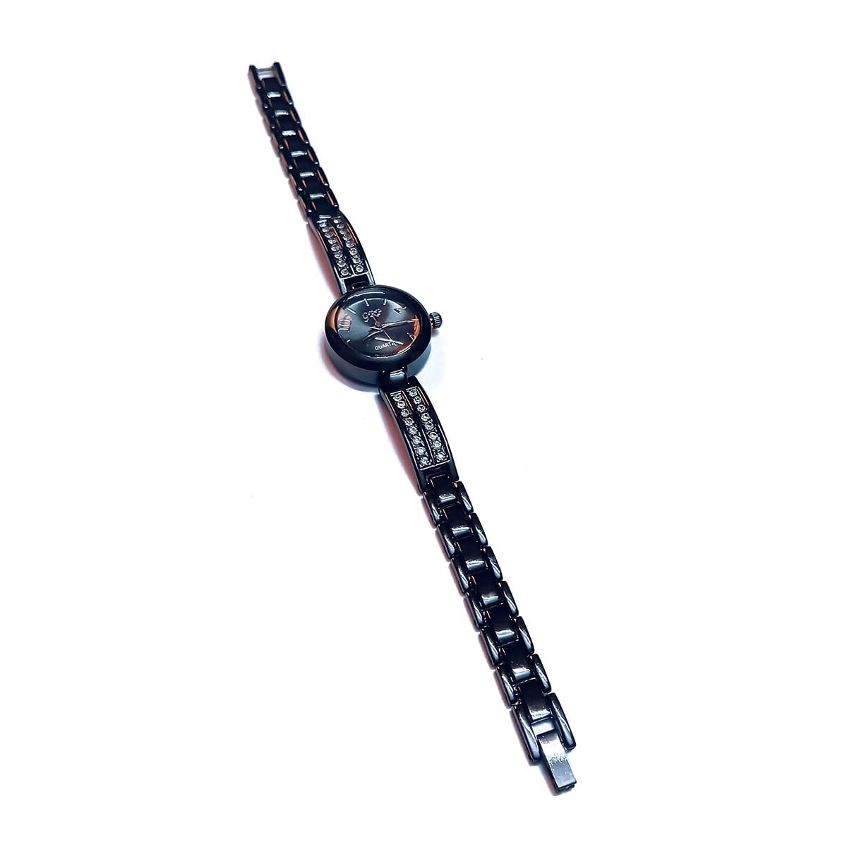 Elegant Artificial Diamond Stone Watch for Women - Stylish Quartz Watch with Jewelry Friendship Design | Perfect Gift for Girls & Ladies | Regular Size Black Watch for Daily Wear & Special Occasions