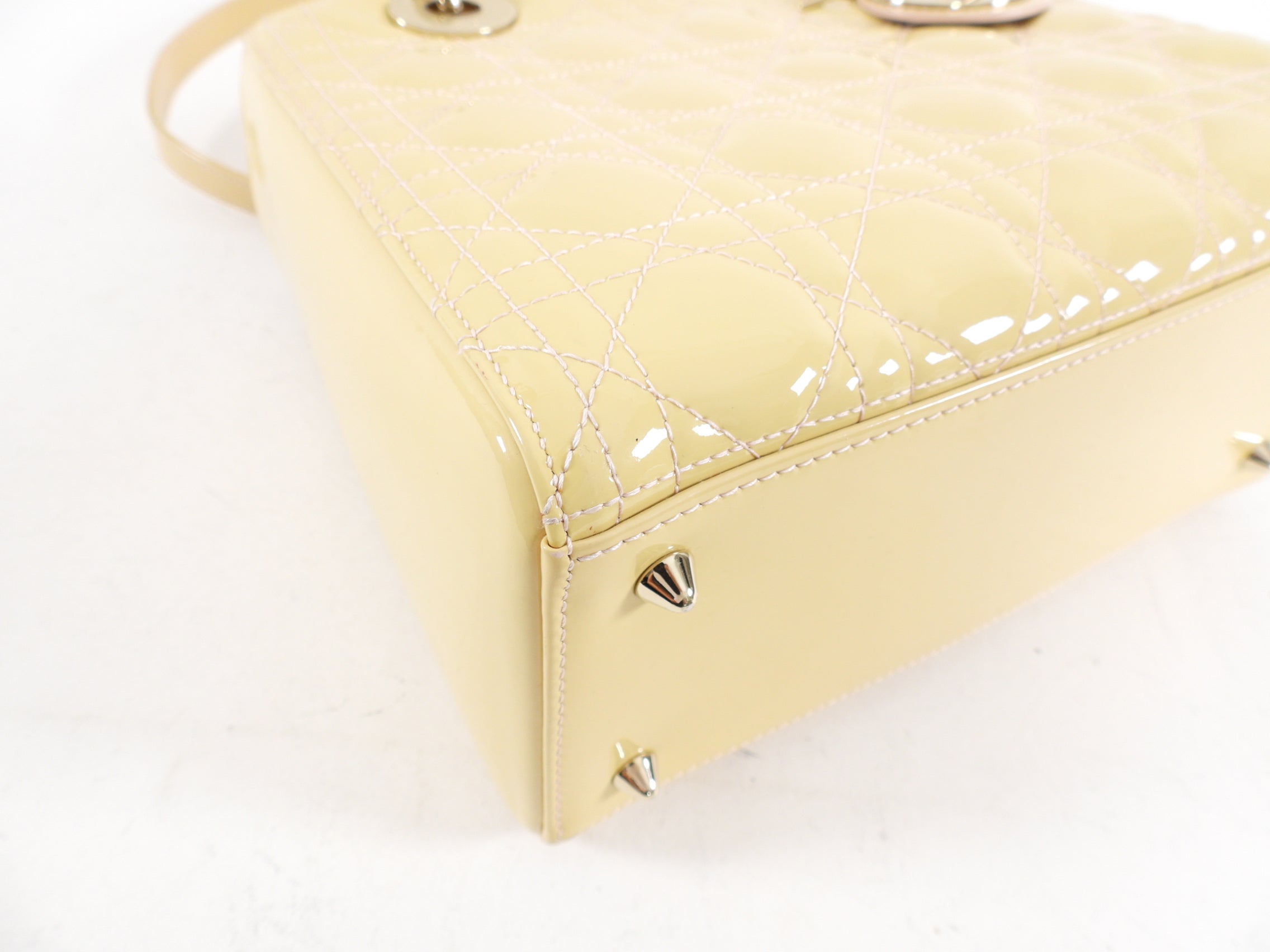 Christian Dior Lady Dior Medium Beige Cannage Patent Leather Handbag - Luxury Designer Tote for Women, Perfect for Work, Parties & Special Occasions