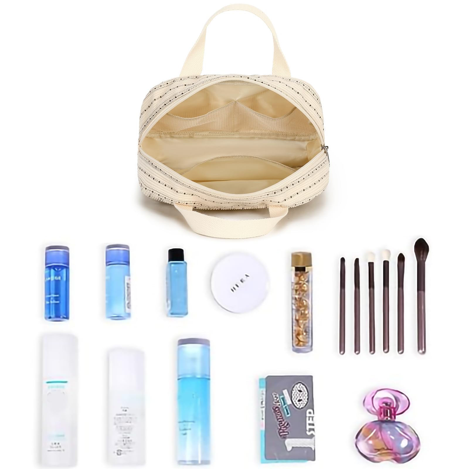 Cute Corduroy Makeup Bag for Women - Travel Cosmetic Organizer with Zipper | Perfect for Travel & Daily Use